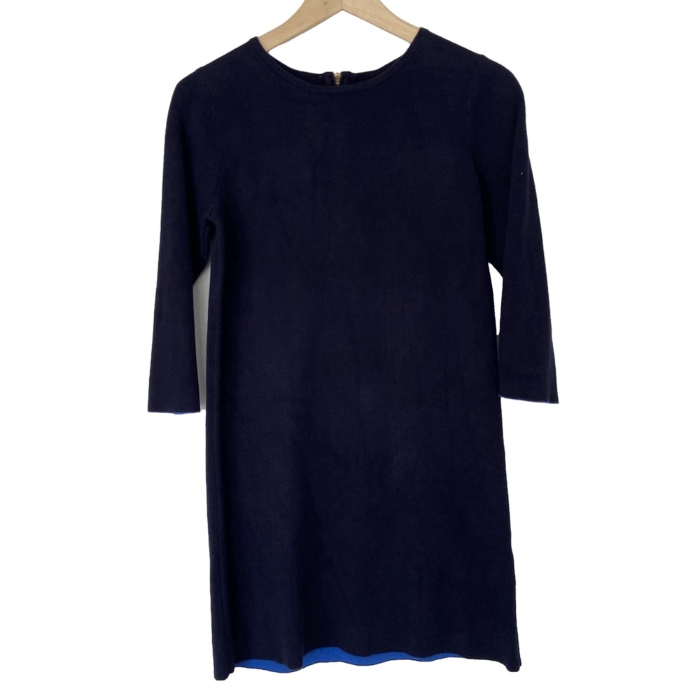TWIK BLUE TUNIC LENGTH VISCOSE BLEND TOP/SHEATH DRESS W/ BACK ZIPPER DETAIL, XS